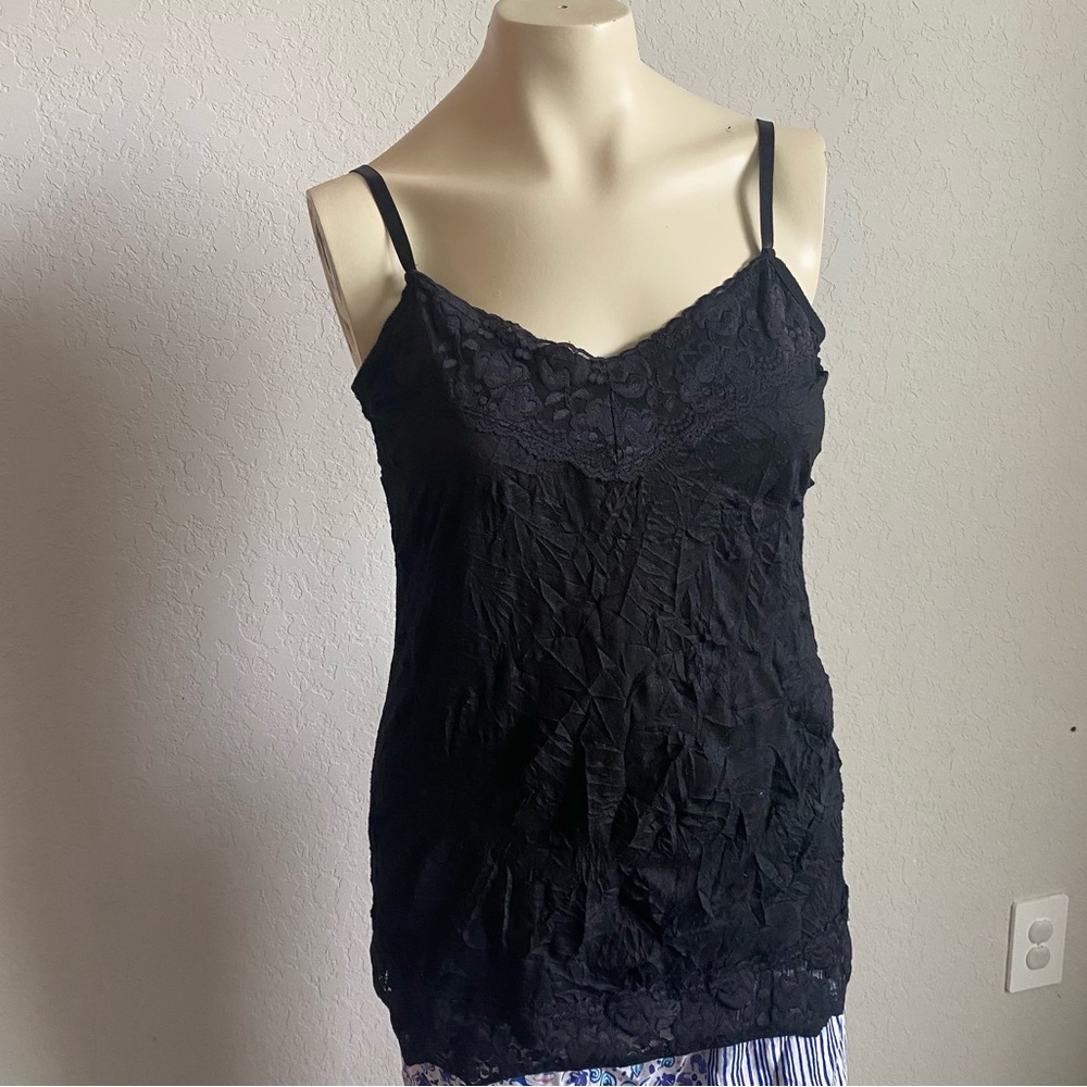 Whimsigoth Womens Lace Trim Tank Top Size Large Y2K Fairy Grunge Goth Sheer
